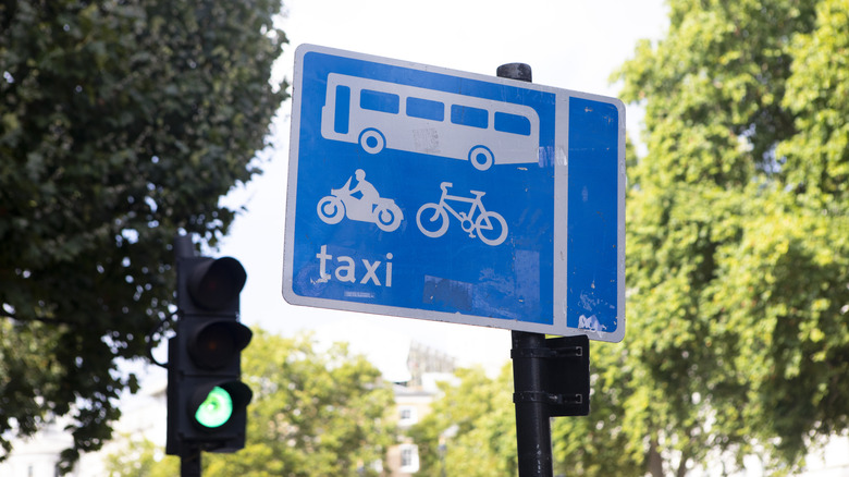 London taxi bus lane sign