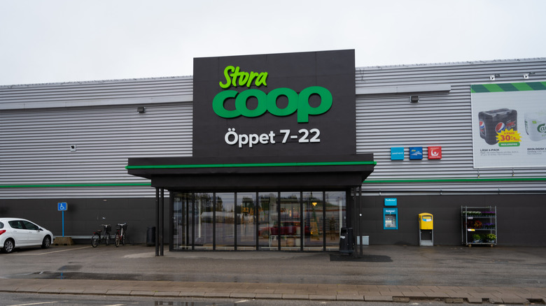 Entrance of Stora Coop in Skara, Sweden