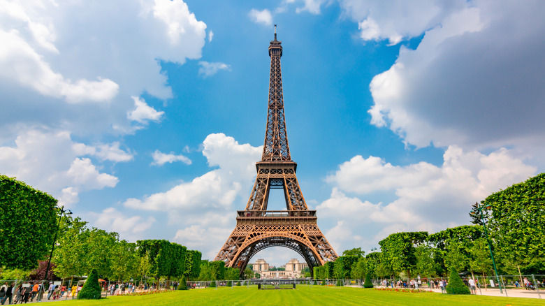 A view of the Eiffel Tower from Champs de Mars
