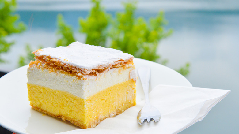 A kremšnita dessert from Slovenia's Bled