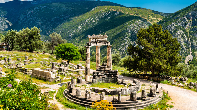 Temple of Athena Pronaia at Delphi. UNESCO world heritage in Greece