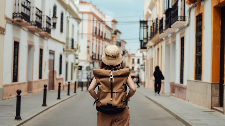 Person touring a city in Europe