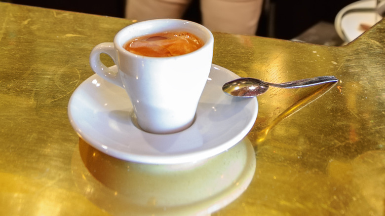 Coffee served on the bar in France