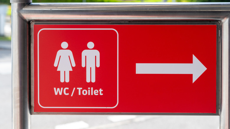 red European sign for toilet and wash closet