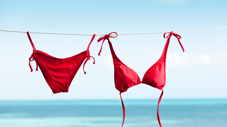Bikini hanging to dry