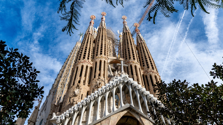 View of the famous Sagrada Familia in Barcelona.