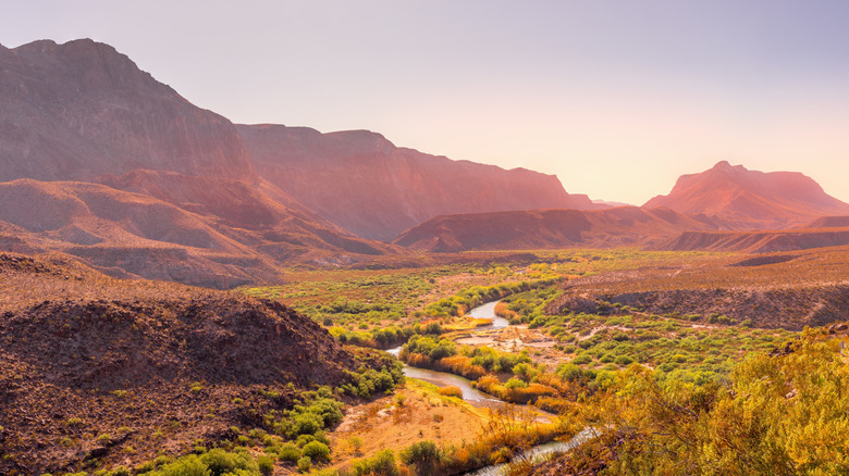 Mountains, valley, and river in Big Bend Ranch State Park