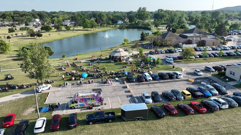 Concert in the Park in Riverview, Michigan, next to a lake
