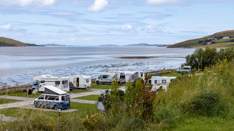 Scottish RV and camper van parking by the water
