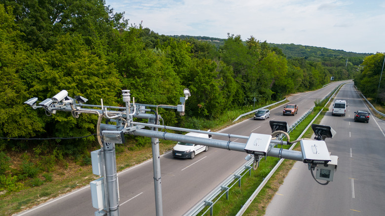 Traffic cameras monitoring a highway