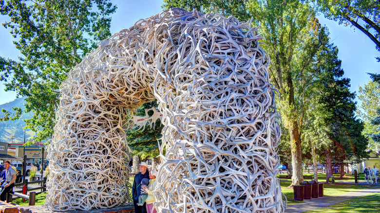 An elk antler arch in Jackson Hole's Town Square