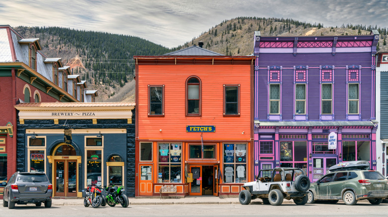 Colorful buildings line the streets of Silverton's downtown area