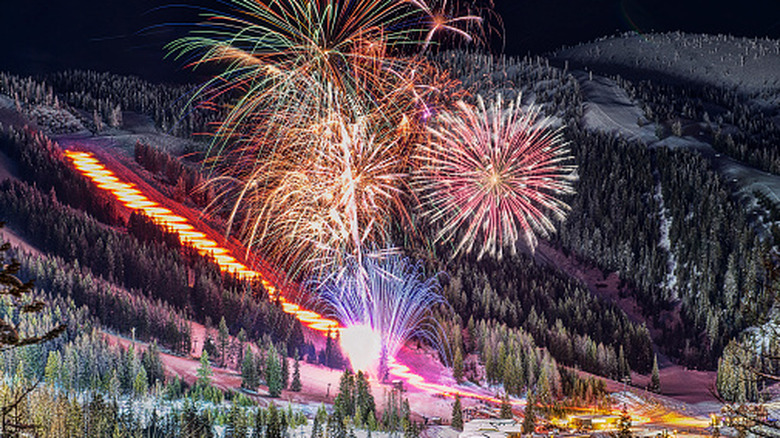 Fireworks light up the sky above Whitefish Mountain Resort on the Fourth of July