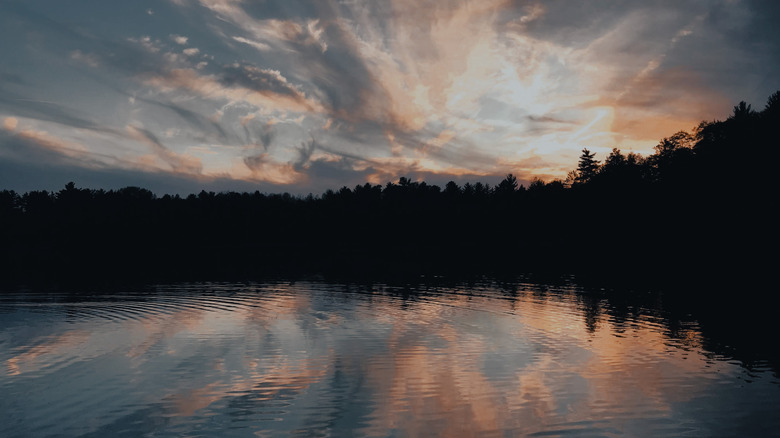 A lake at sunset