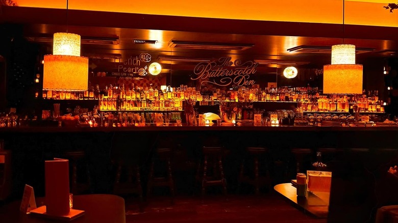 Bar illuminated at the Butterscotch Den in Sacramento