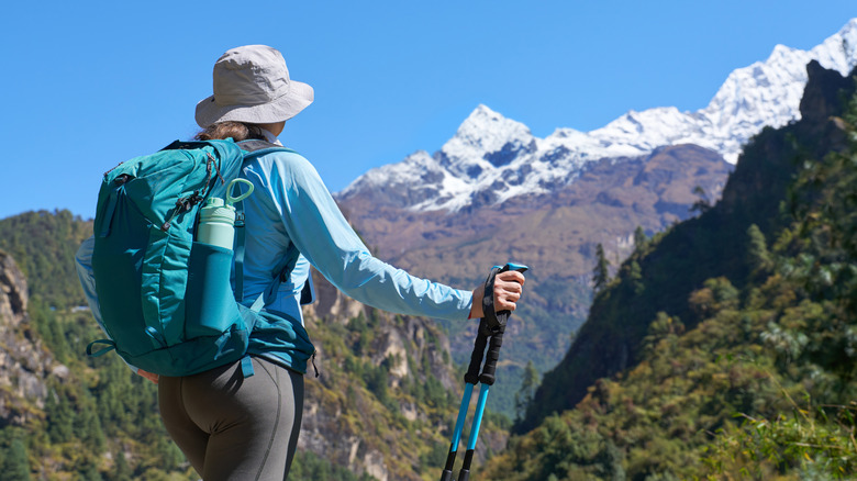 A hiker on the Everest Base Camp trail