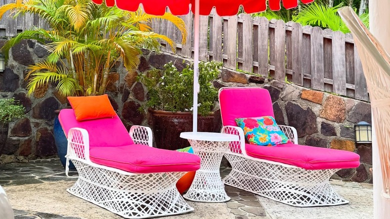 Pink lounge chairs at East Winds Resort