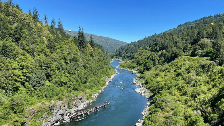 Klamath River flowing between mountains