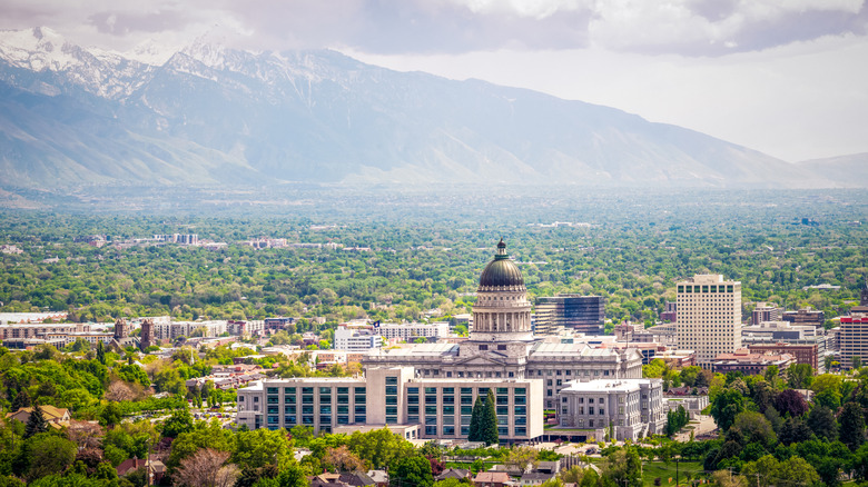 An aerial view of Salt Lake City