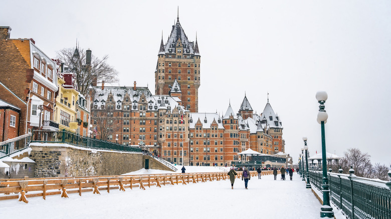 Dufferin Terrace in Quebec City in the snow