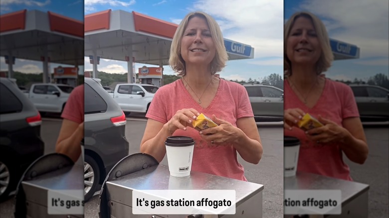 Samantha Brown creating "gas station affogato"