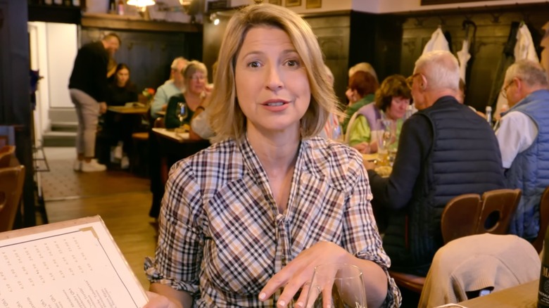 Samantha Brown at a restaurant in Germany