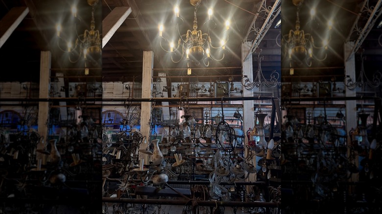 Salvaged lamps at Pickers Paradise in San Antonio, Texas