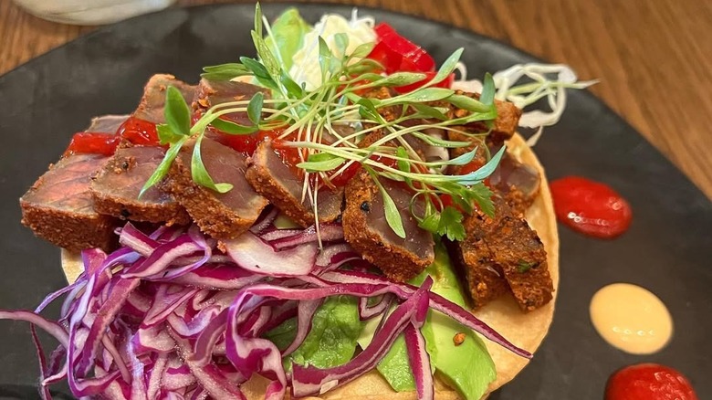 A close up of the fish tacos at Domingo, San Antonio, Texas
