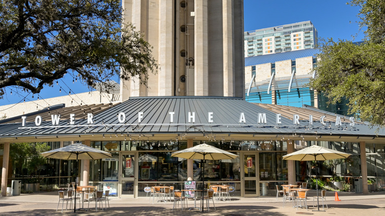 The base of the Tower of the Americas in San Antonio