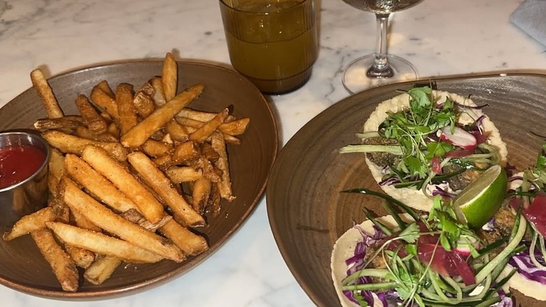 Tacos and fries from Domingo Restaurant