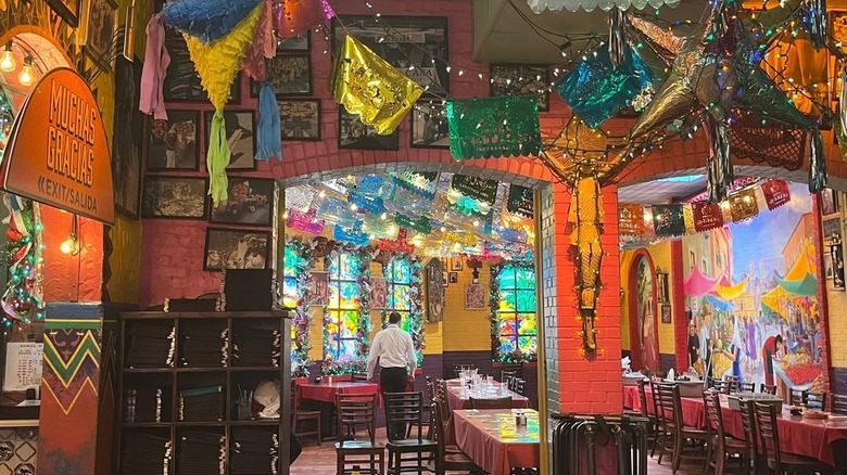 Colorful decor inside Mi Tierra Cafe y Panaderia