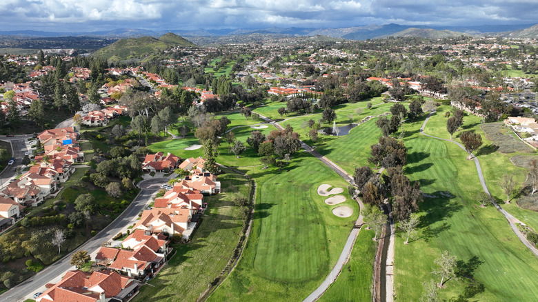 Residential homes beside golf course in Rancho Bernardo, California