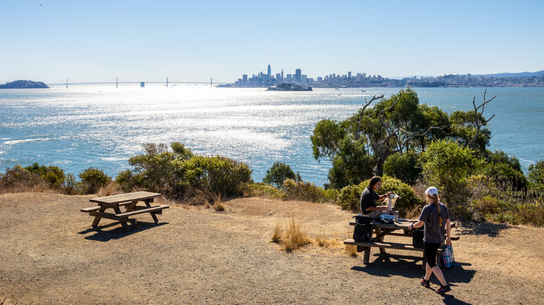 People picnicking at Angel Island State Park
