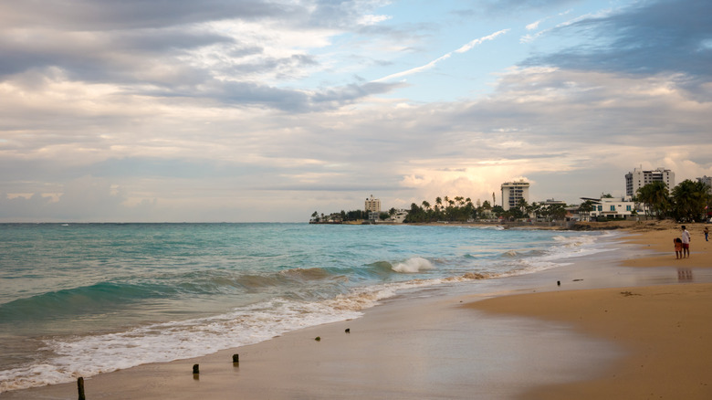 Sunset on the beach in Ocean Park, San Juan
