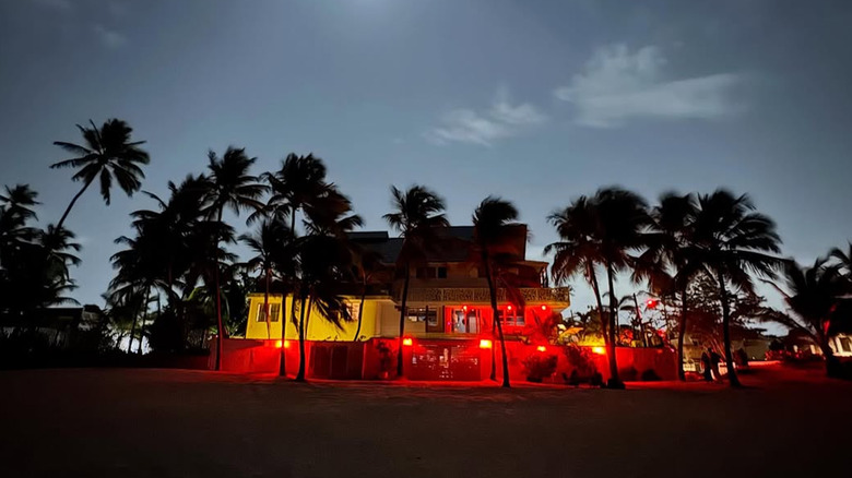 A nighttime scene at the Número Uno Beach House, San Juan