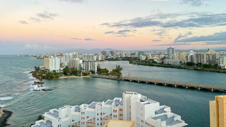 Purple sky view from the Caribe Hilton hotel in San Juan, Puerto Rico