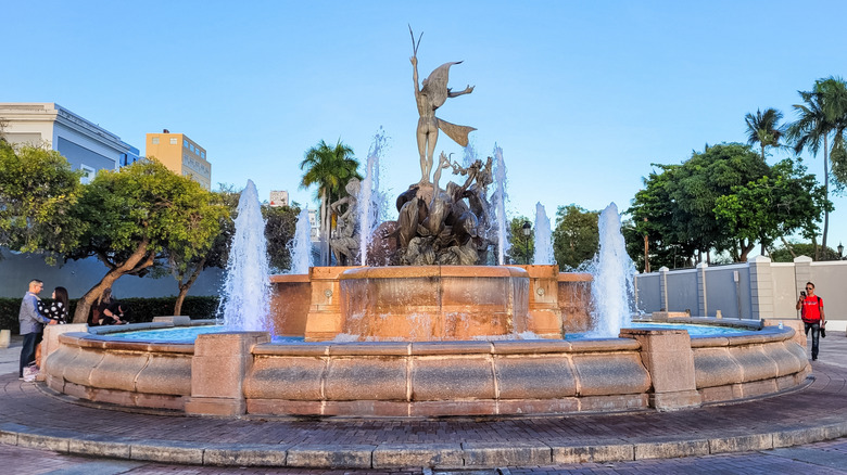 The Raices Fountain on El Paseo de la Princesa in San Juan