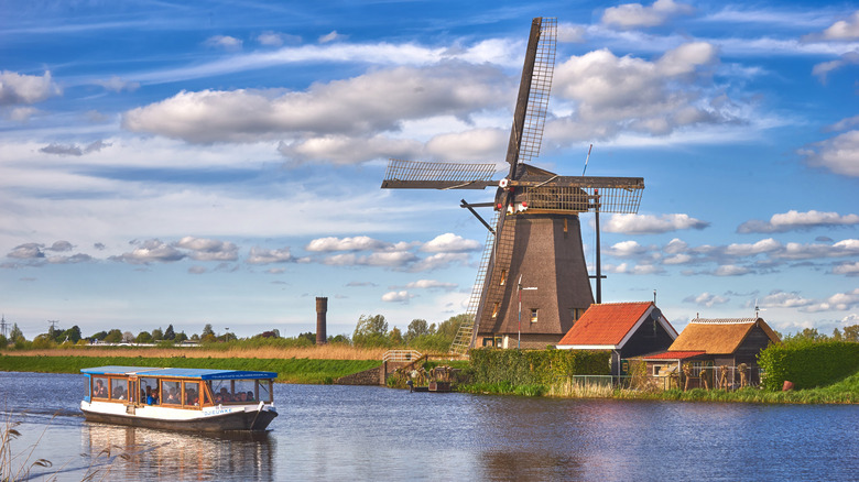Scenic boat cruises take visitors past the Kinderdijk windmills