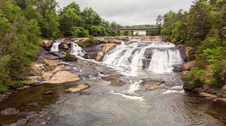 High Falls cascading over rocks at High Falls State Park in Georgia