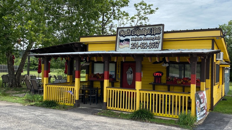 Exterior of Opa's Schnitzel Hut in Harker Heights, Texas