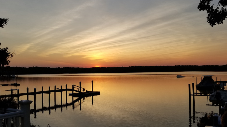 Sunset over the water in Elkton, Maryland