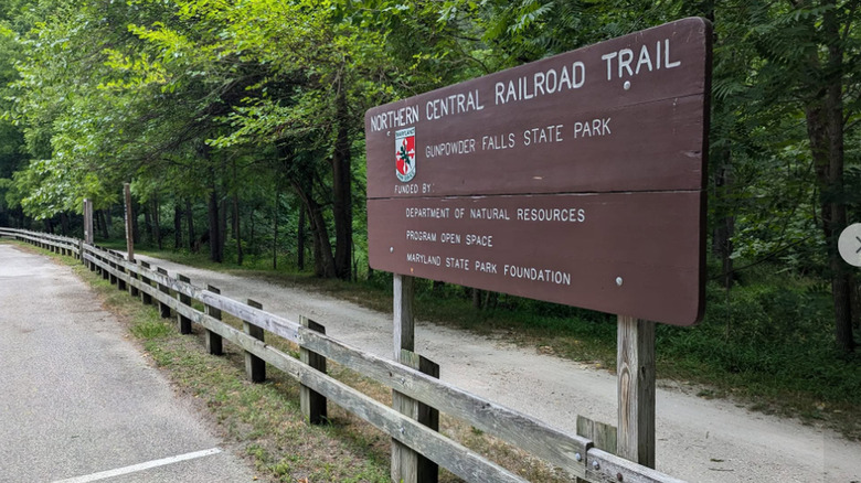 Northern Central Railroad Trail sign at Gunpowder Falls State Park