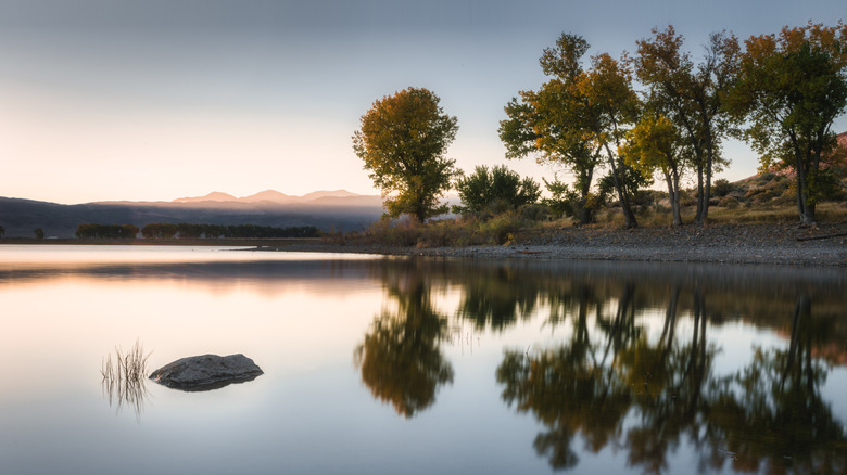 View of Topaz Lake before sunrise
