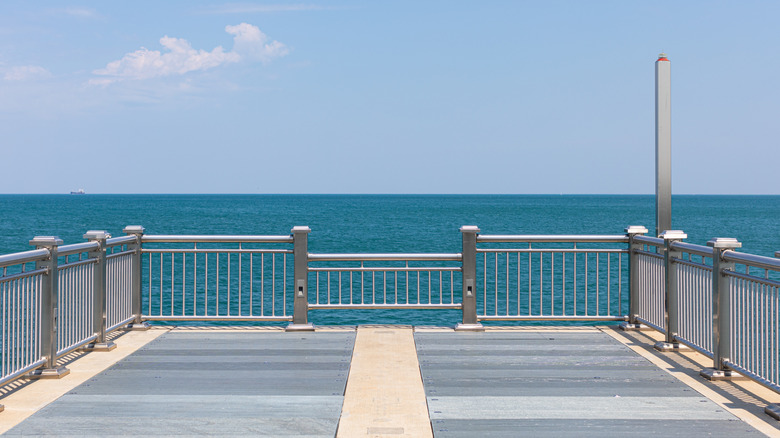 View of Lake Michigan from a pier in Whiting
