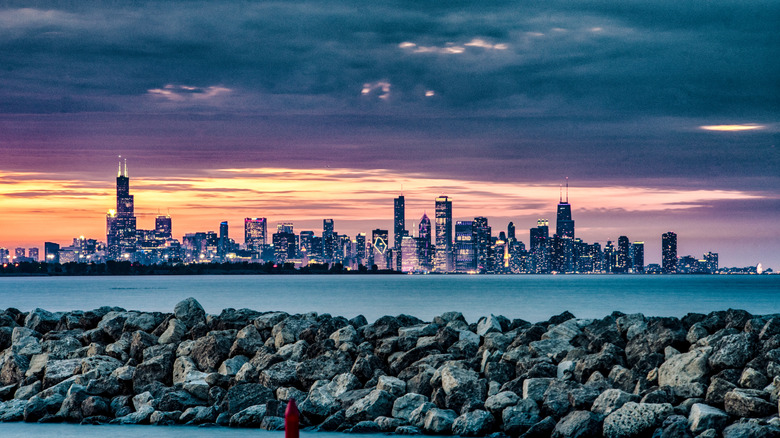 View of Chicago skyline from Lake Michigan