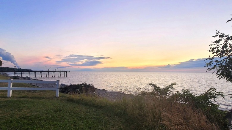 Sunset on the Lake Erie shore at Arcola Creek Park in Ohio