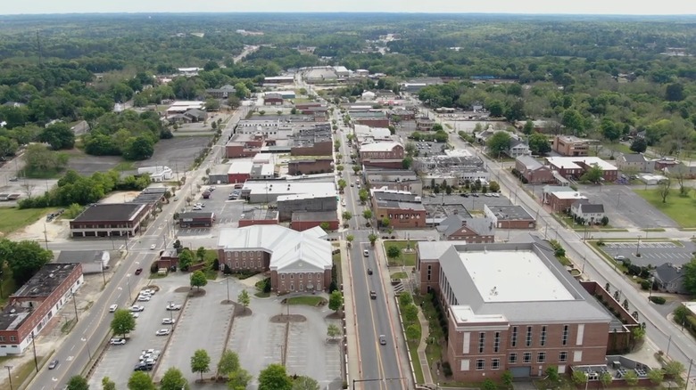 Aerial view of downtown Lancaster, SC