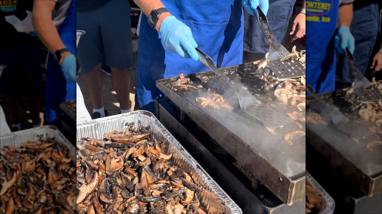 A man cooking mushrooms during the Texas Mushroom Festival