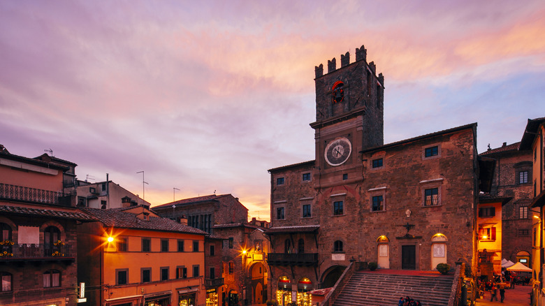 Cortona Italy at sunset