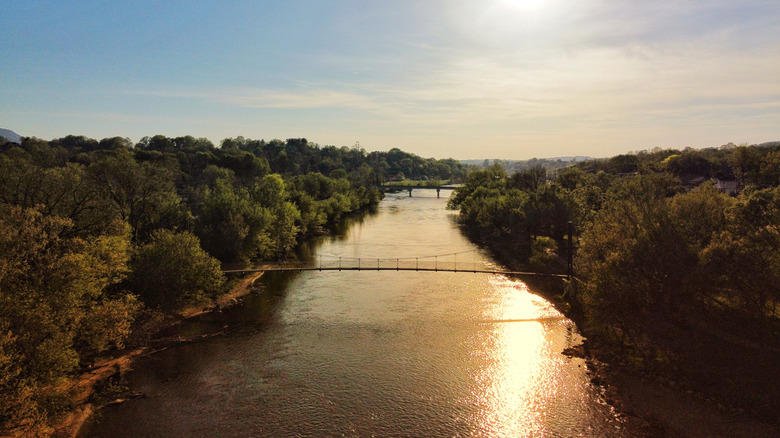 Holston river with trees and bridges near Kingsport